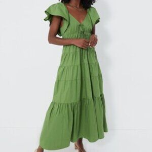 Moon River Olive V-Neck Maxi Dress